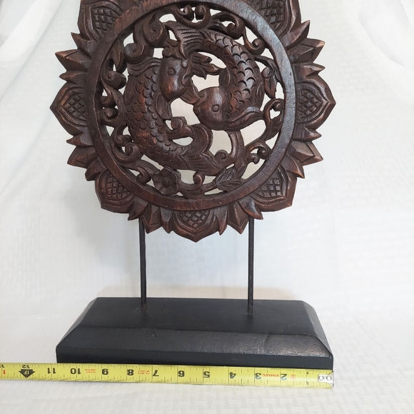 Wooden Fish Sculpture On Stand Home Decor - Picture 6 of 8